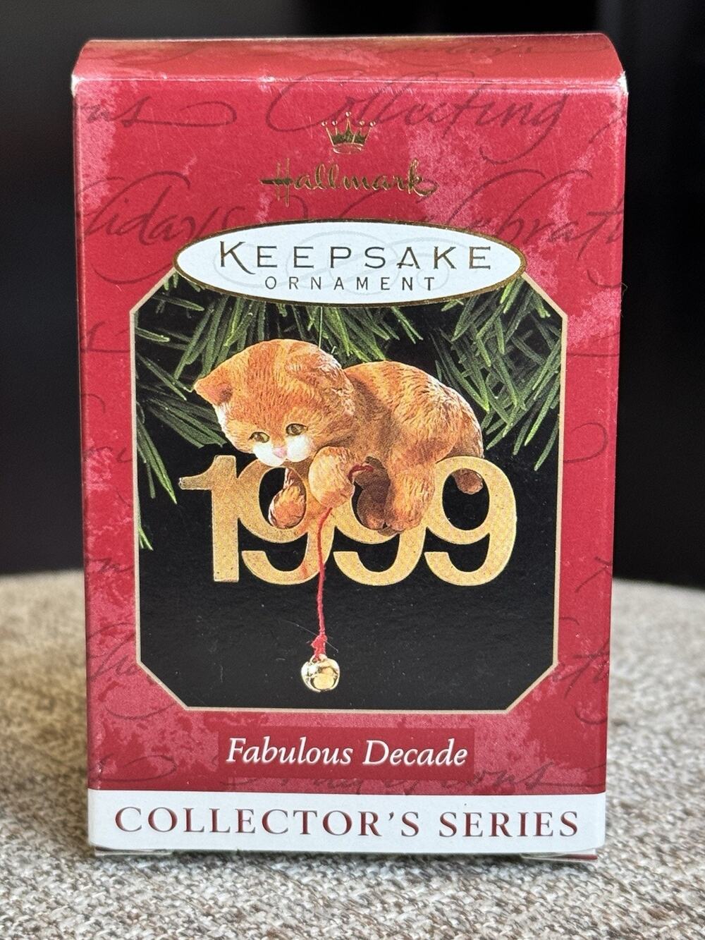 Vintage Hallmark Keepsake Ornament Fabulous Decade 1999 Cat Lover Collectible